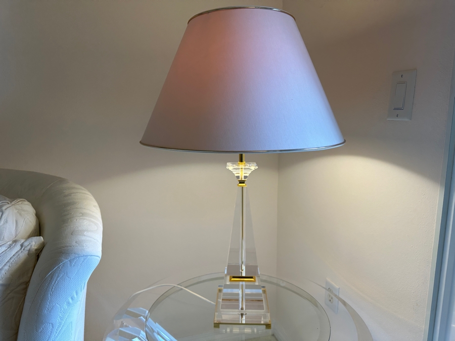 Lucite Table Lamp With Gold Accents 30'H [Photo 2]