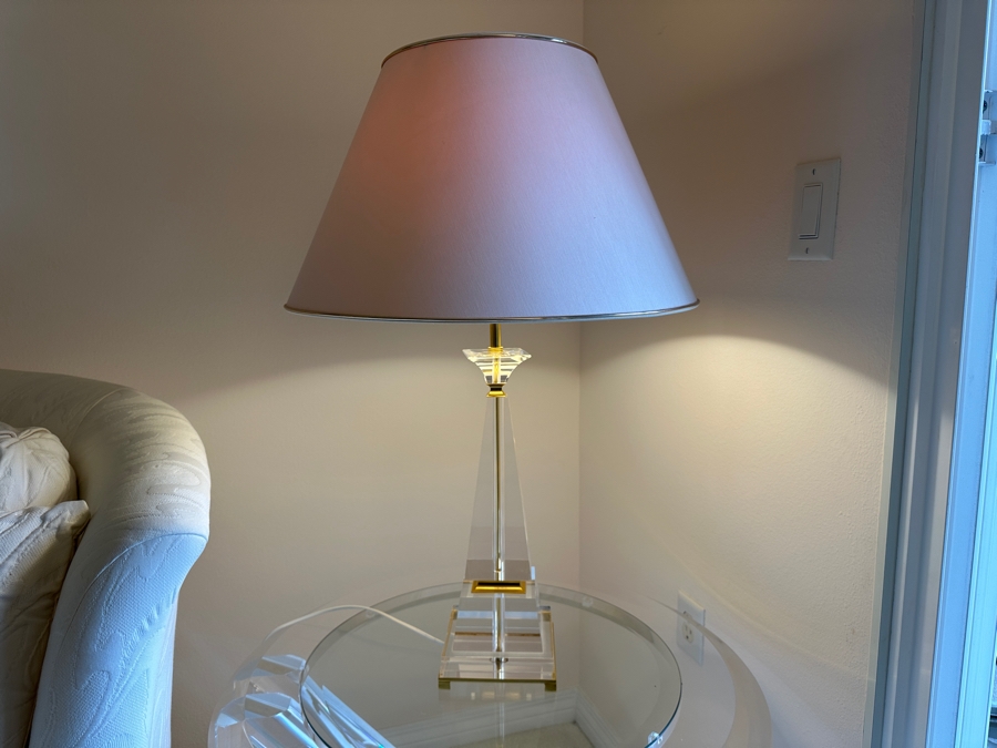 Lucite Table Lamp With Gold Accents 30'H [Photo 3]