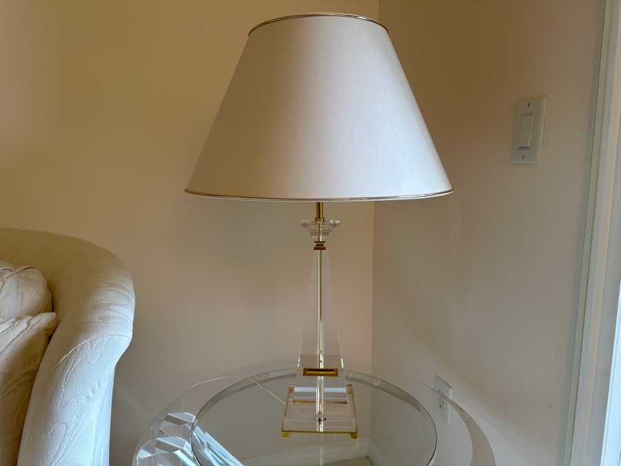 Lucite Table Lamp With Gold Accents 30'H [Photo 8]