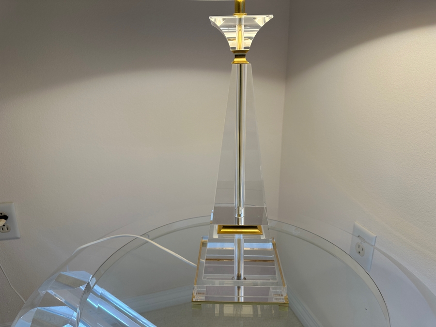 Lucite Table Lamp With Gold Accents 30'H [Photo 5]