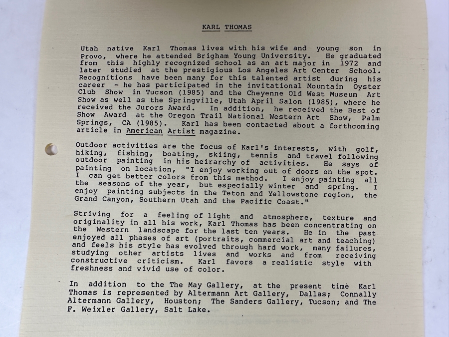 Original Karl Thomas Oil Painting On Canvas Of Big Sur, California 48'W X 40'H Estimate $6,000 [Photo 17]