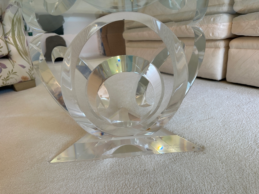 Modernist Lucite Base Coffee Table With Oval Glass Top 60'W X 30'D X 16'H [Photo 8]