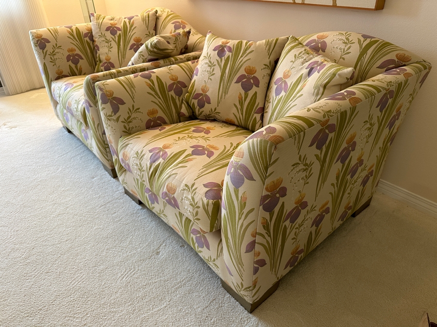 Pair Of Stunning Marge Carson Oversized Upholstered Armchairs 43.5'W X 38'D X 32'H [Photo 4]