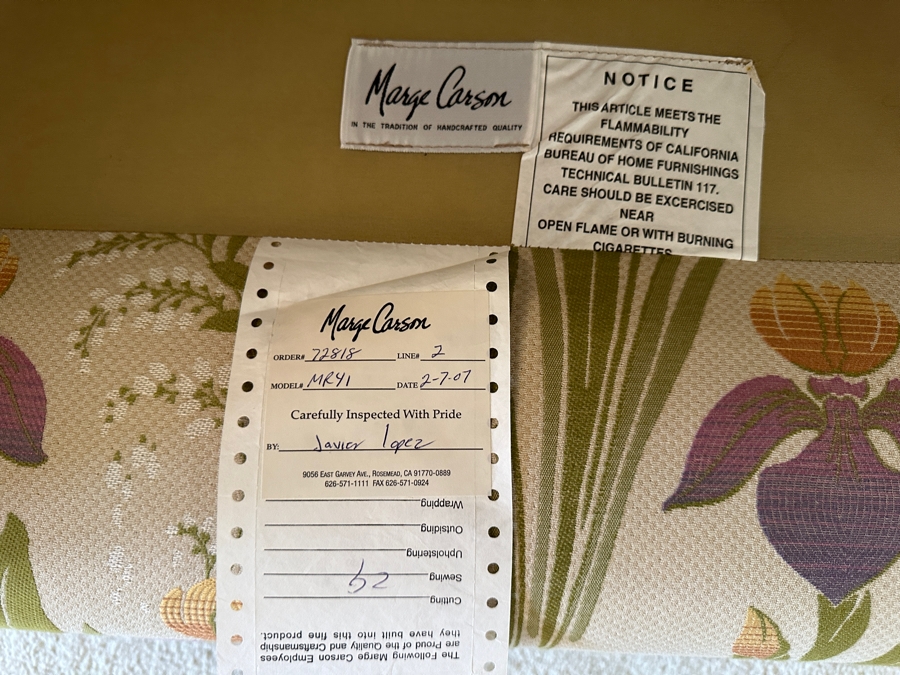 Pair Of Stunning Marge Carson Oversized Upholstered Armchairs 43.5'W X 38'D X 32'H [Photo 7]