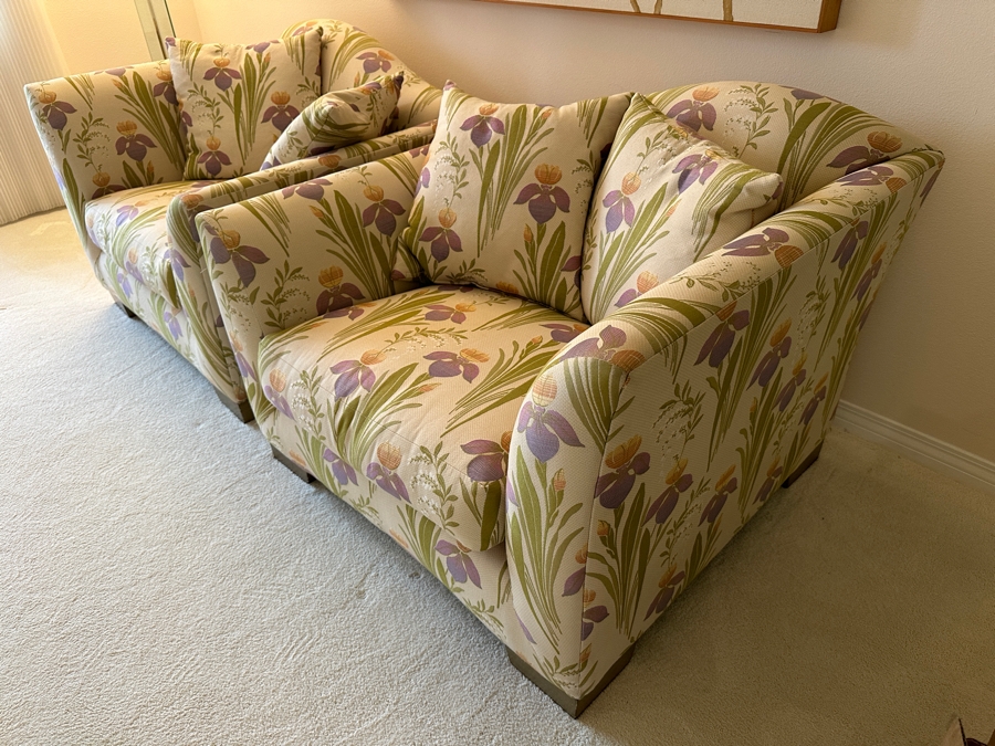 Pair Of Stunning Marge Carson Oversized Upholstered Armchairs 43.5'W X 38'D X 32'H [Photo 5]