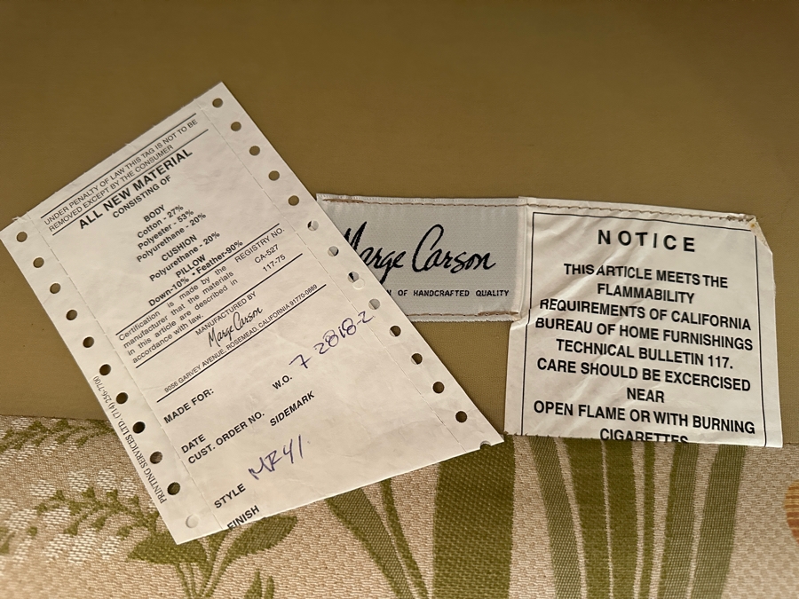 Pair Of Stunning Marge Carson Oversized Upholstered Armchairs 43.5'W X 38'D X 32'H [Photo 6]