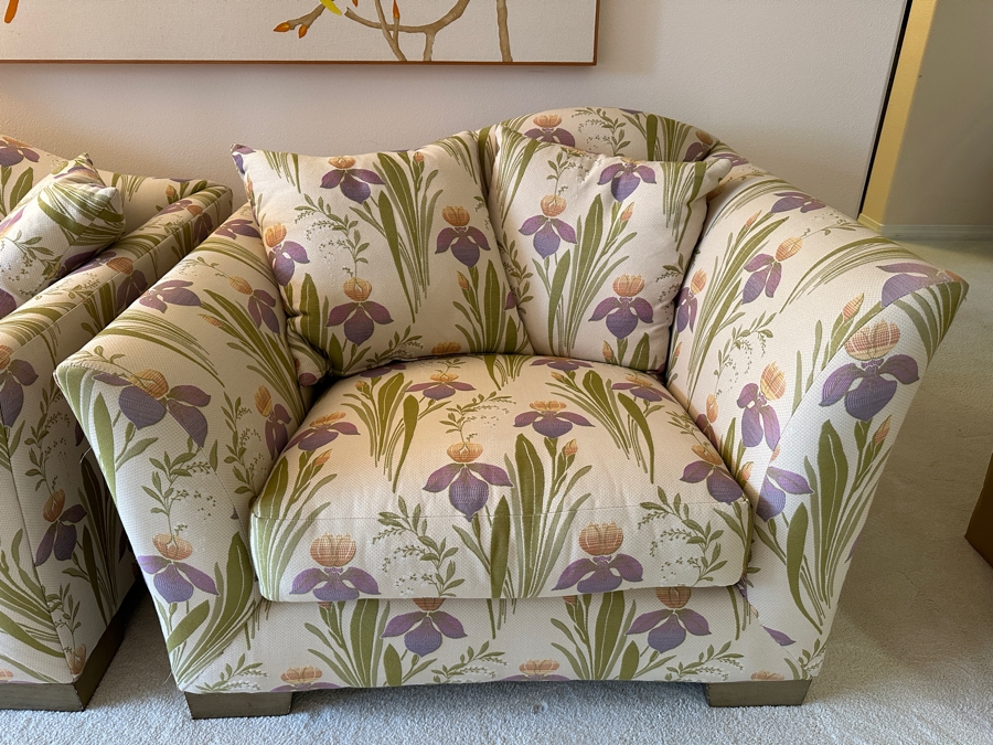 Pair Of Stunning Marge Carson Oversized Upholstered Armchairs 43.5'W X 38'D X 32'H [Photo 3]
