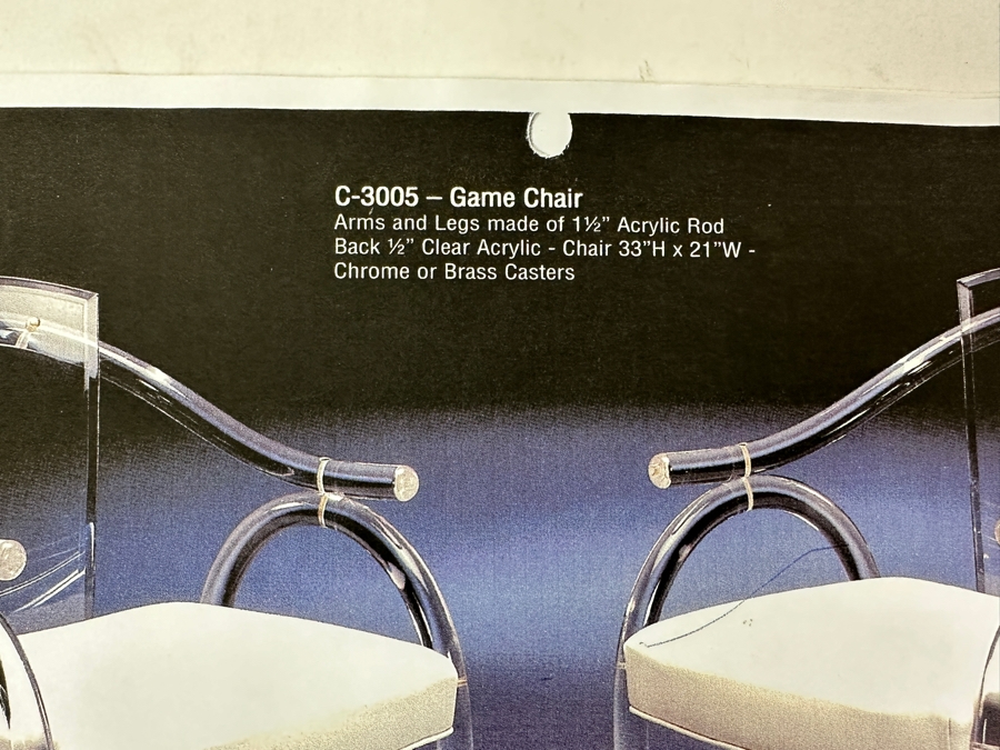 Four Modernist Lucite Chairs On Casters (Creations At Dallas) With Glass Pedestal Round Dining Table 44'R X 28.5'H [Photo 18]