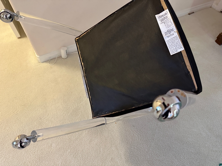 Four Modernist Lucite Chairs On Casters (Creations At Dallas) With Glass Pedestal Round Dining Table 44'R X 28.5'H [Photo 14]