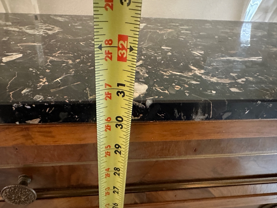 Stunning Italian Egyptian Revival Bronze Mounted Marble Top Walnut Commode 4-Drawer Dresser 28'W X 16'D X 30.5'H [Photo 10]