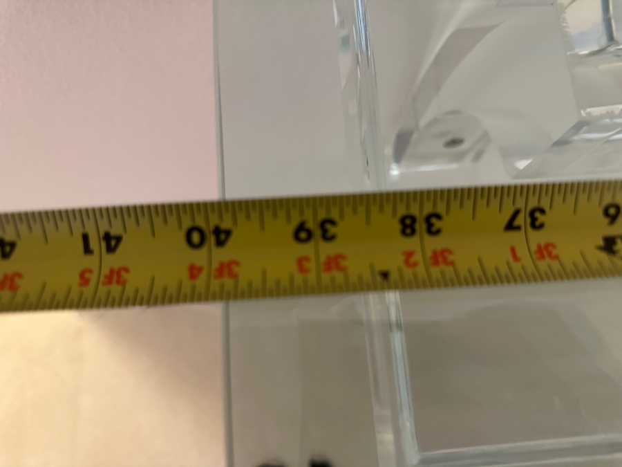 Beveled Glass Wall Shelf With Lucite Supports 40'W X 14.25'D X 15'H [Photo 7]