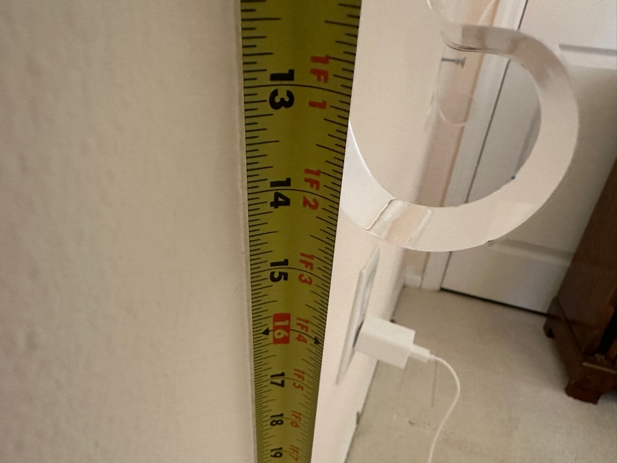 Beveled Glass Wall Shelf With Lucite Supports 40'W X 14.25'D X 15'H [Photo 9]