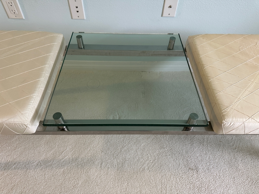 Just Added - Design Institute Of America (DIA) Chrome Island Bench With 2 Cushions 61.5'W X 17'D X 18'H [Photo 4]