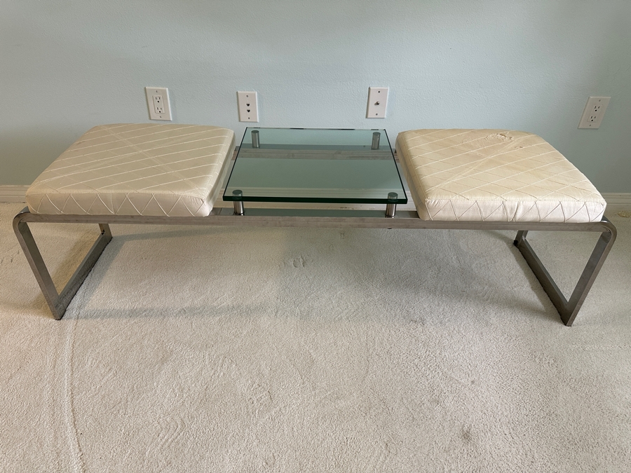 Just Added - Design Institute Of America (DIA) Chrome Island Bench With 2 Cushions 61.5'W X 17'D X 18'H [Photo 3]