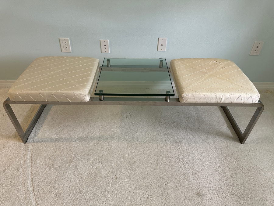 Just Added - Design Institute Of America (DIA) Chrome Island Bench With 2 Cushions 61.5'W X 17'D X 18'H [Photo 2]