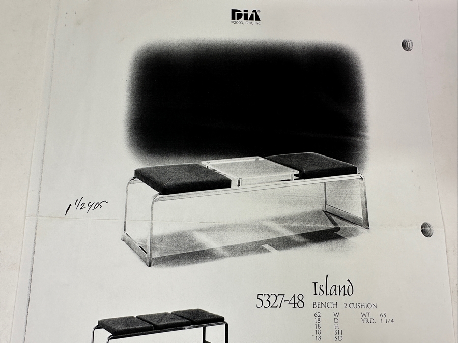 Just Added - Design Institute Of America (DIA) Chrome Island Bench With 2 Cushions 61.5'W X 17'D X 18'H [Photo 12]