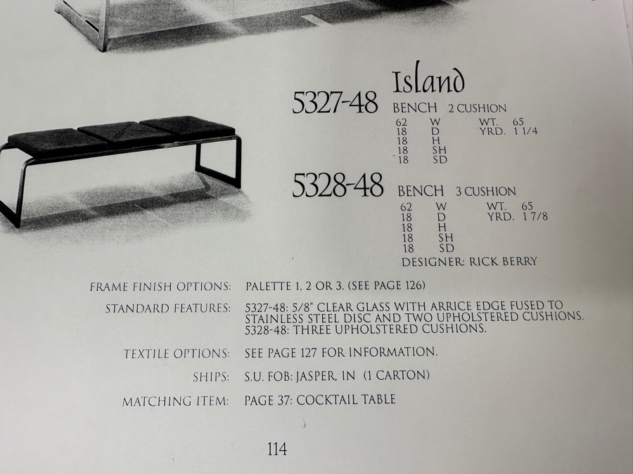 Just Added - Design Institute Of America (DIA) Chrome Island Bench With 2 Cushions 61.5'W X 17'D X 18'H [Photo 15]