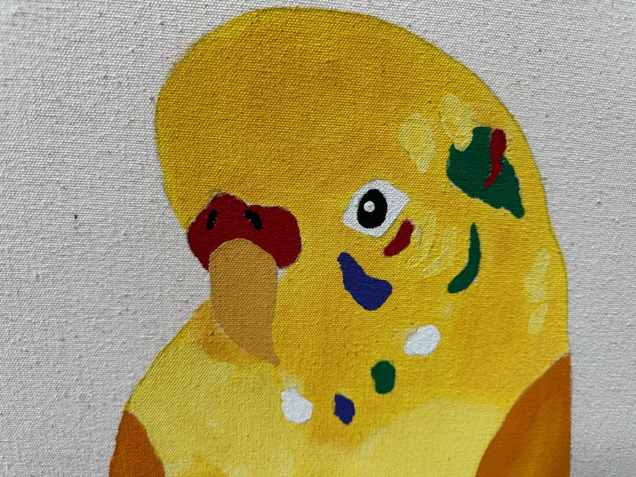 Just Added - Original Parakeets Painting On Canvas Attributed To Jerry Voorhees 60.5'W X 40.5'H [Photo 3]