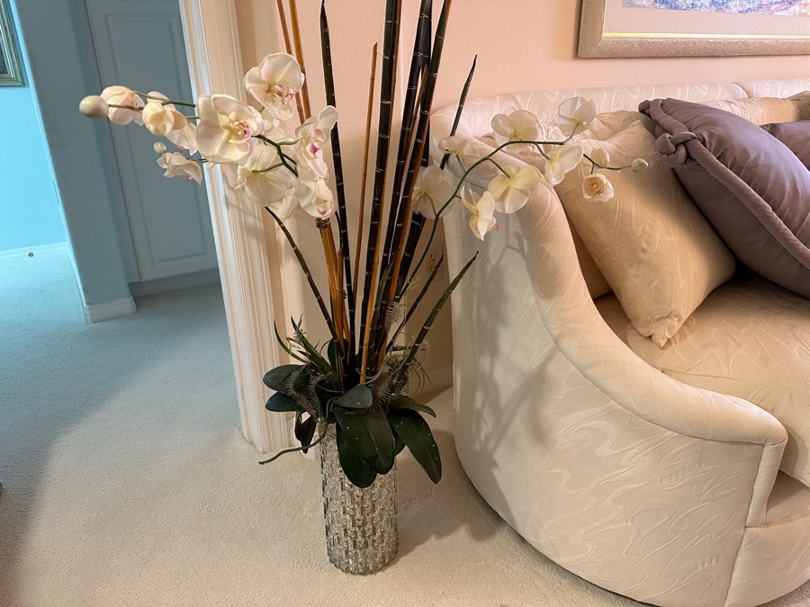 Just Added - Artificial Orchids Floral Display In Glass Vase 52'H [Photo 2]