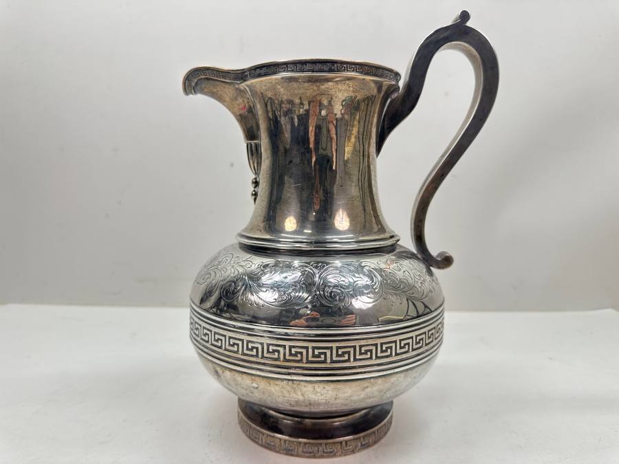 Antique TIFFANY & CO. C. 1854-1870 (Edward C. Moore) Sterling Silver Water Pitcher 10.25'H - 988g - Current Sterling Silver Melt Value Is $2,855 [Photo 2]