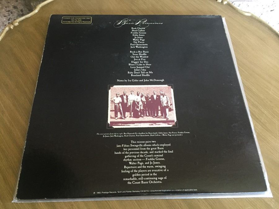 Paul Quinichette ‎- Basie Reunions - Prestige ‎- P-24109 - PROMO [Photo 2]