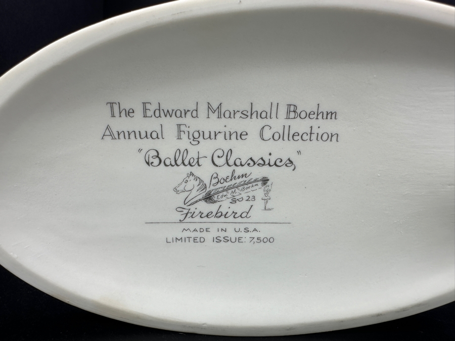 Just Added - Limited Edition The Edward Marshall Boehm Annual Figurine Collection 'Ballet Classics' Titled 'Firebird' With COA 8'H (Note That Part Of One Finger Is Missing - See Photo) [Photo 6]