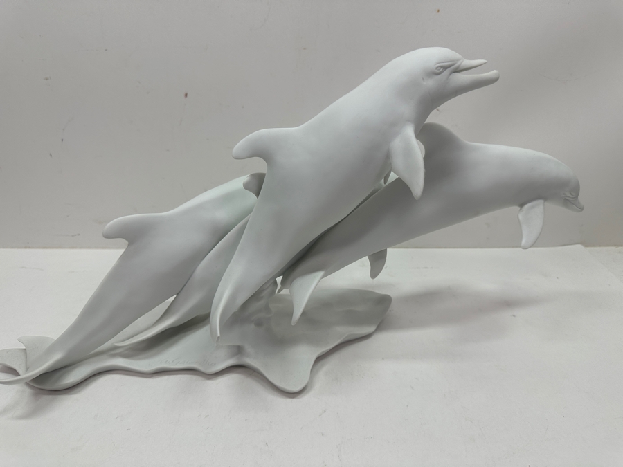 Kaiser Limited Edition Porcelain Figurine Titled 'Bottlenose Dolphins' By Artist Wolfgang Gawantka (One Of The Dolphin's Fins On The Backside Of The Sculpture Is Chipped) 18'W X 9'H Numbered 391 Of 4,500 [Photo 3]