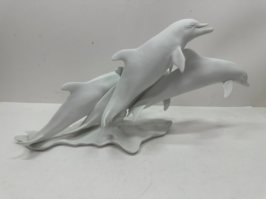Kaiser Limited Edition Porcelain Figurine Titled 'Bottlenose Dolphins' By Artist Wolfgang Gawantka (One Of The Dolphin's Fins On The Backside Of The Sculpture Is Chipped) 18'W X 9'H Numbered 391 Of 4,500 [Photo 2]