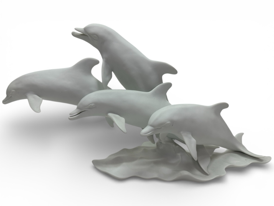 Kaiser Limited Edition Porcelain Figurine Titled 'Bottlenose Dolphins' By Artist Wolfgang Gawantka (One Of The Dolphin's Fins On The Backside Of The Sculpture Is Chipped) 18'W X 9'H Numbered 391 Of 4,500