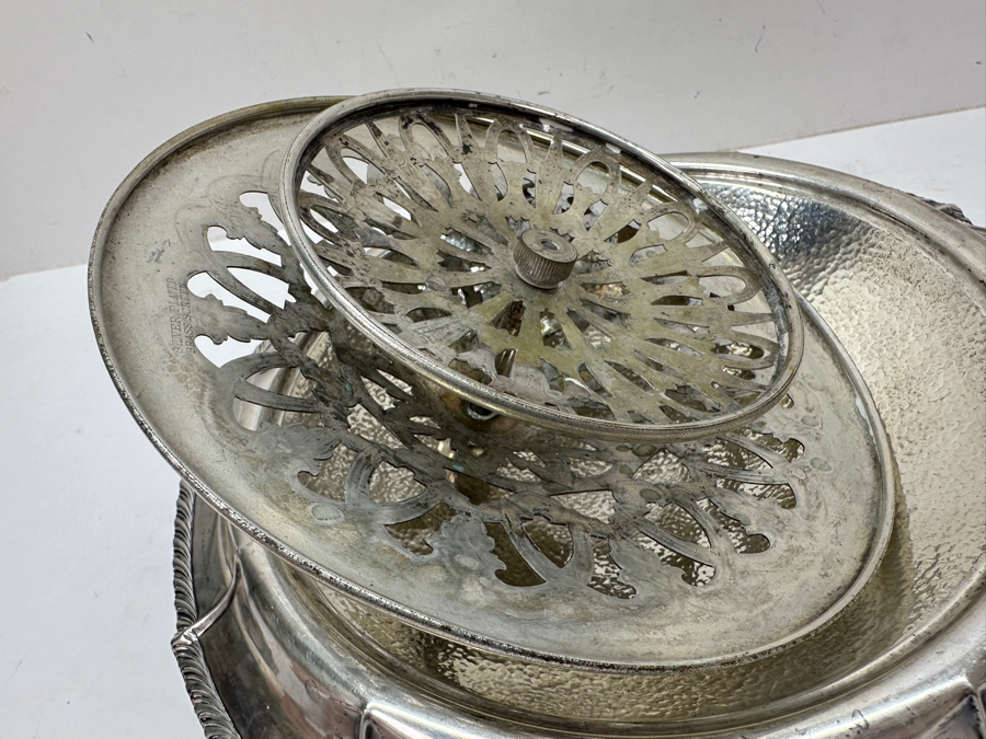 Just Added - Footed Weighted Sterling Silver Bowl With Silverplate Pierced Lid 9.5'W (Sterling Weighted Bowl Weighs 415g) [Photo 13]