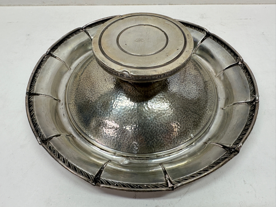 Just Added - Footed Weighted Sterling Silver Bowl With Silverplate Pierced Lid 9.5'W (Sterling Weighted Bowl Weighs 415g) [Photo 9]