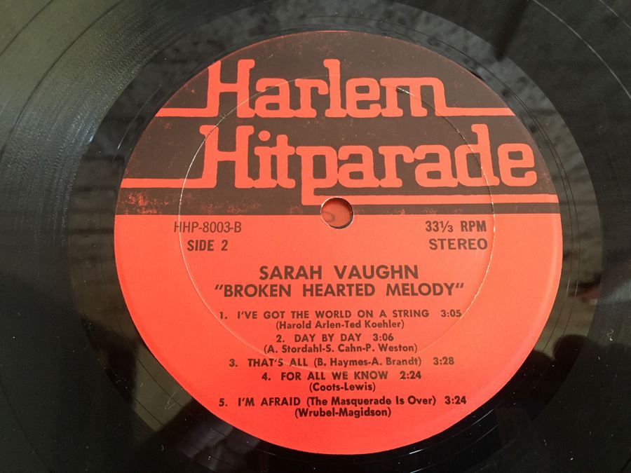 Sarah Vaughan ‎- Broken Hearted Melody - Harlem Hitparade ‎- HHP-8003 [Photo 6]