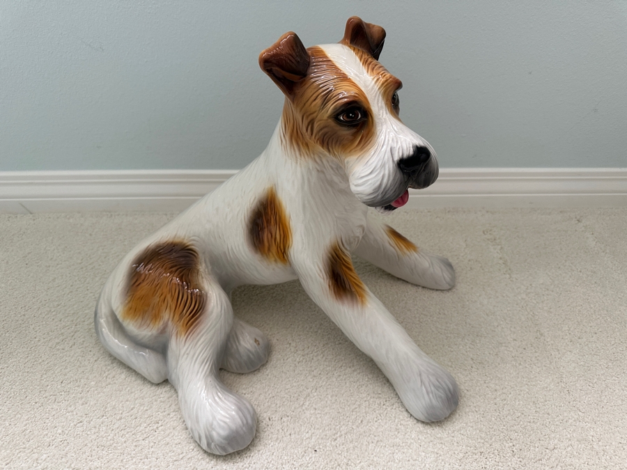 Just Added - Hand Painted Jack Russell Ceramic Dog Statue Made In Italy 19'W X 12'D X 14'H [Photo 2]