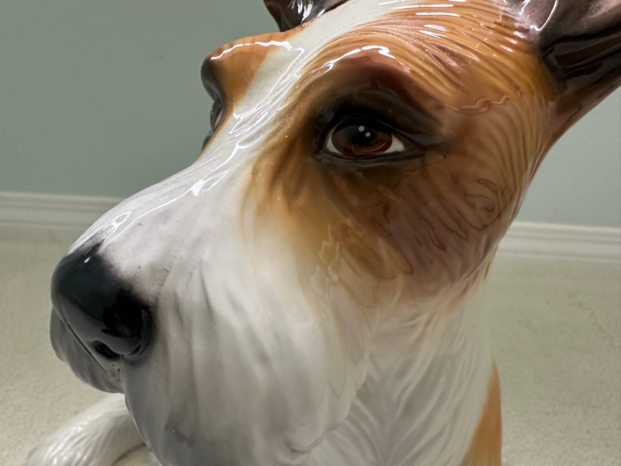 Just Added - Hand Painted Jack Russell Ceramic Dog Statue Made In Italy 19'W X 12'D X 14'H [Photo 4]