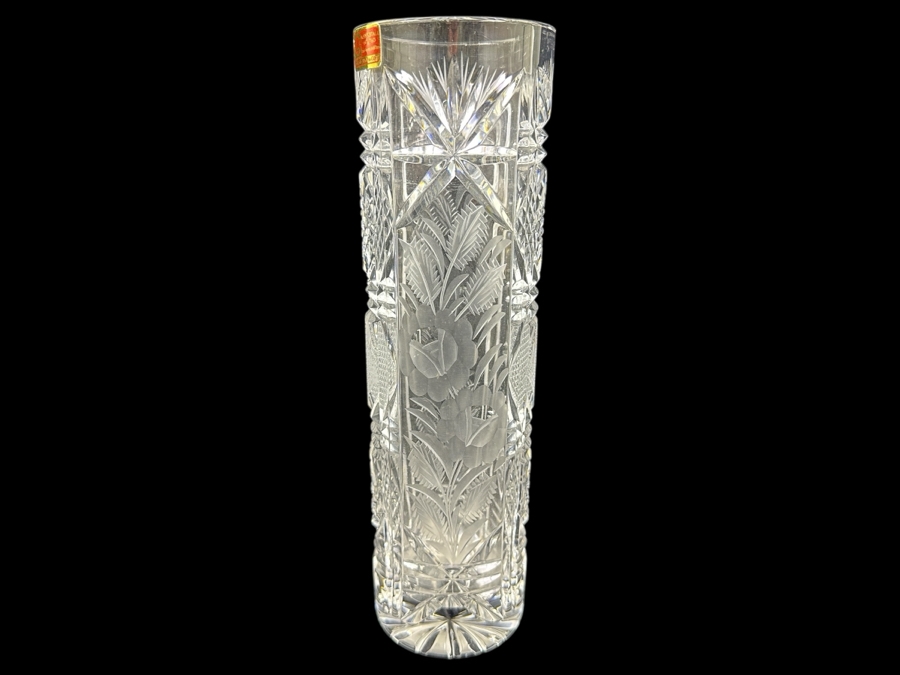 Just Added - Lausitzer Glas Cut Crystal Vase Made In The German Democratic Republic New Old Stock 12'H