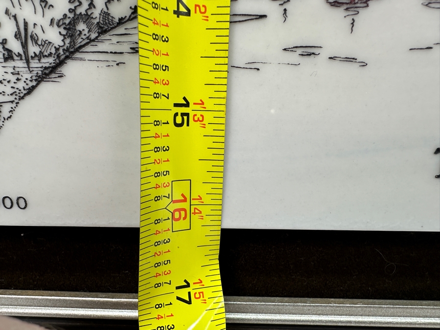 Just Added - Vintage 1985 Limited Edition World Art Marble Etching Titled 'Chicago: The Windy City' By Carol Blaess Numbered 811 Of 1,000 21' X 16' Framed 27' X 22.5' [Photo 10]