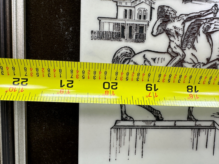 Just Added - Vintage 1985 Limited Edition World Art Marble Etching Titled 'Chicago: The Windy City' By Carol Blaess Numbered 811 Of 1,000 21' X 16' Framed 27' X 22.5' [Photo 9]