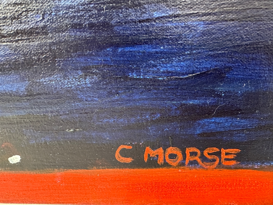 Just Added - Caroline Howe Morse (1934-2025, American) Original 'Interpretive Realism' Oil Painting On Canvas Of The Seattle Skyline Signed Lower Right - Her Artwork Is Featured At The La Jolla Community Center / La Jolla Art Association 36 X 24 [Photo 4]