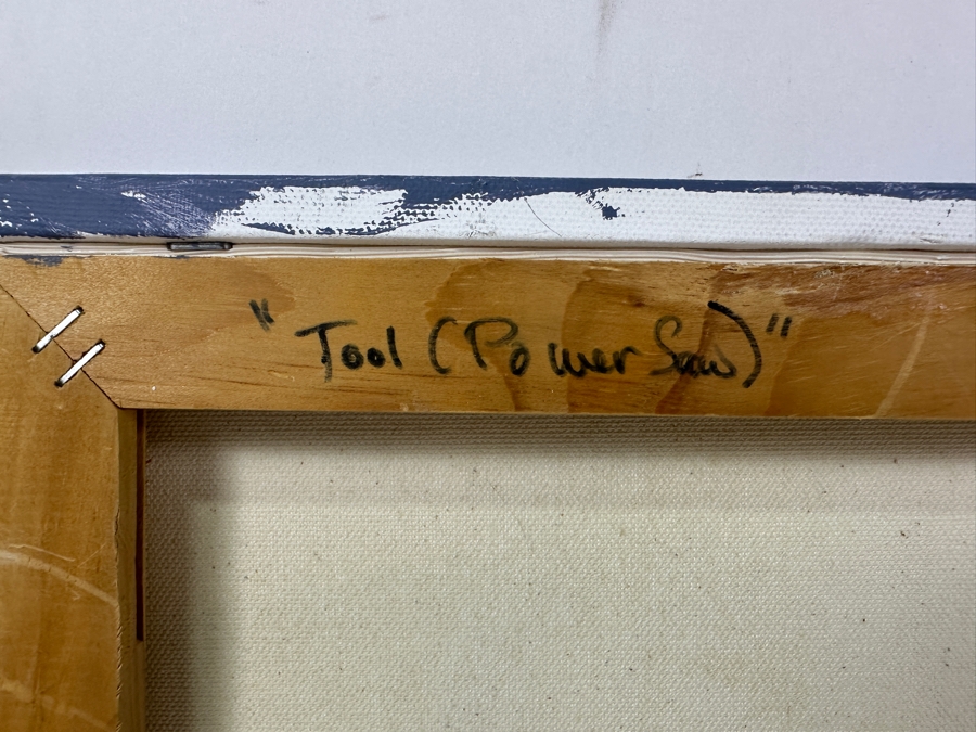 Just Added - Caroline Howe Morse (1934-2025, American) Original 'Interpretive Realism' Oil Painting On Canvas Titled 'Tool (Power Saw)' Signed Verso - Her Artwork Is Featured At The La Jolla Community Center Through The La Jolla Art Association 20' X 16' [Photo 8]