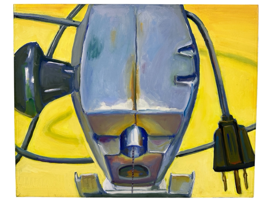 Just Added - Caroline Howe Morse (1934-2025, American) Original 'Interpretive Realism' Oil Painting On Canvas Titled 'Tool (Power Saw)' Signed Verso - Her Artwork Is Featured At The La Jolla Community Center Through The La Jolla Art Association 20' X 16'