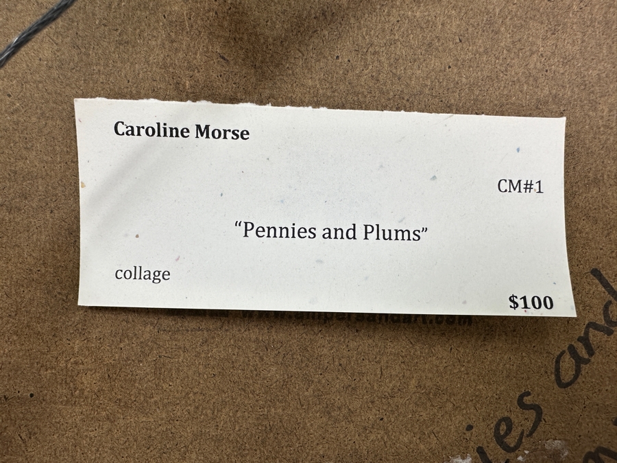 Just Added - Caroline Howe Morse (1934-2025, American) Original 'Interpretive Realism' Mixed Media Collage Titled 'Pennies And Plums' Signed Verso - Her Artwork Is Featured At The La Jolla Community Center / The La Jolla Art Association 10 X 10
 [Photo 6]