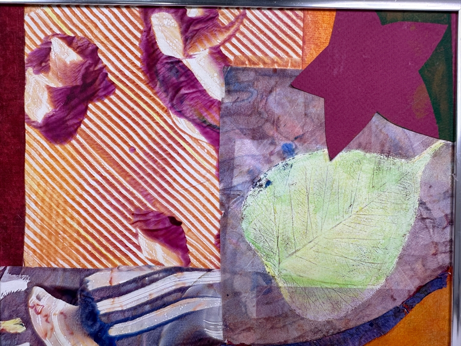 Just Added - Caroline Howe Morse (1934-2025, American) Original 'Interpretive Realism' Mixed Media Collage Titled 'Pennies And Plums' Signed Verso - Her Artwork Is Featured At The La Jolla Community Center / The La Jolla Art Association 10 X 10
 [Photo 2]