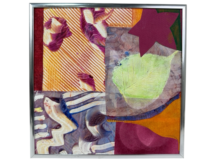 Just Added - Caroline Howe Morse (1934-2025, American) Original 'Interpretive Realism' Mixed Media Collage Titled 'Pennies And Plums' Signed Verso - Her Artwork Is Featured At The La Jolla Community Center / The La Jolla Art Association 10 X 10
