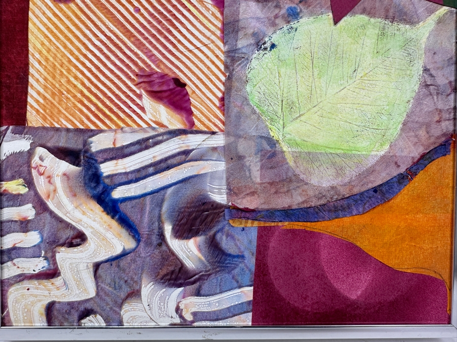 Just Added - Caroline Howe Morse (1934-2025, American) Original 'Interpretive Realism' Mixed Media Collage Titled 'Pennies And Plums' Signed Verso - Her Artwork Is Featured At The La Jolla Community Center / The La Jolla Art Association 10 X 10
 [Photo 3]