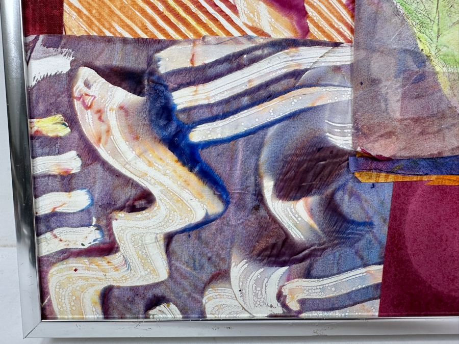 Just Added - Caroline Howe Morse (1934-2025, American) Original 'Interpretive Realism' Mixed Media Collage Titled 'Pennies And Plums' Signed Verso - Her Artwork Is Featured At The La Jolla Community Center / The La Jolla Art Association 10 X 10
 [Photo 4]