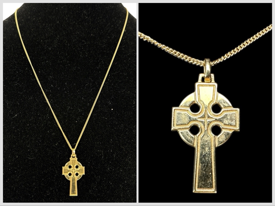 Just Added - 14k Gold Cross Pendant With 14k Gold 24' Chain Necklace 10.6g - $953 Melt Value