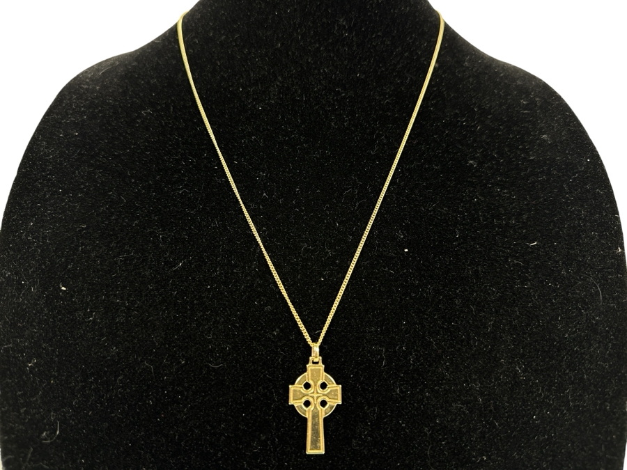 Just Added - 14k Gold Cross Pendant With 14k Gold 24' Chain Necklace 10.6g - $953 Melt Value [Photo 2]
