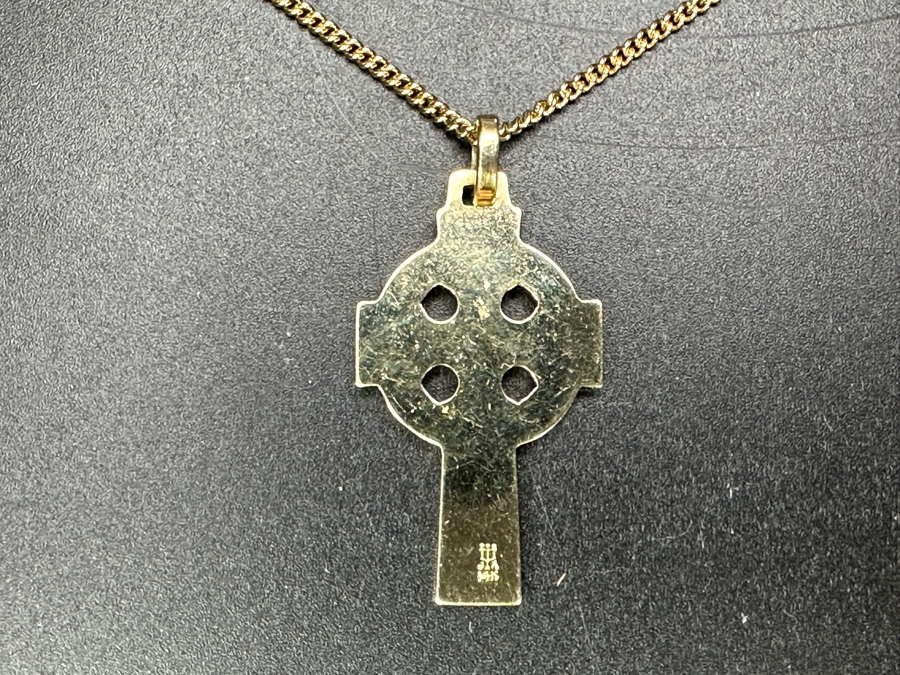 Just Added - 14k Gold Cross Pendant With 14k Gold 24' Chain Necklace 10.6g - $953 Melt Value [Photo 4]
