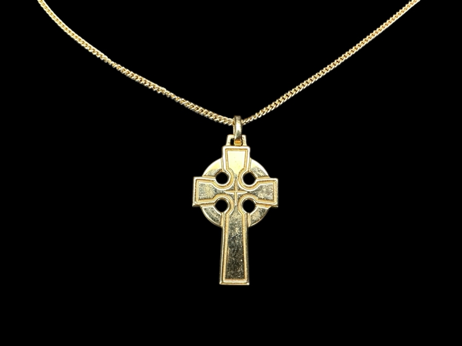 Just Added - 14k Gold Cross Pendant With 14k Gold 24' Chain Necklace 10.6g - $953 Melt Value [Photo 3]