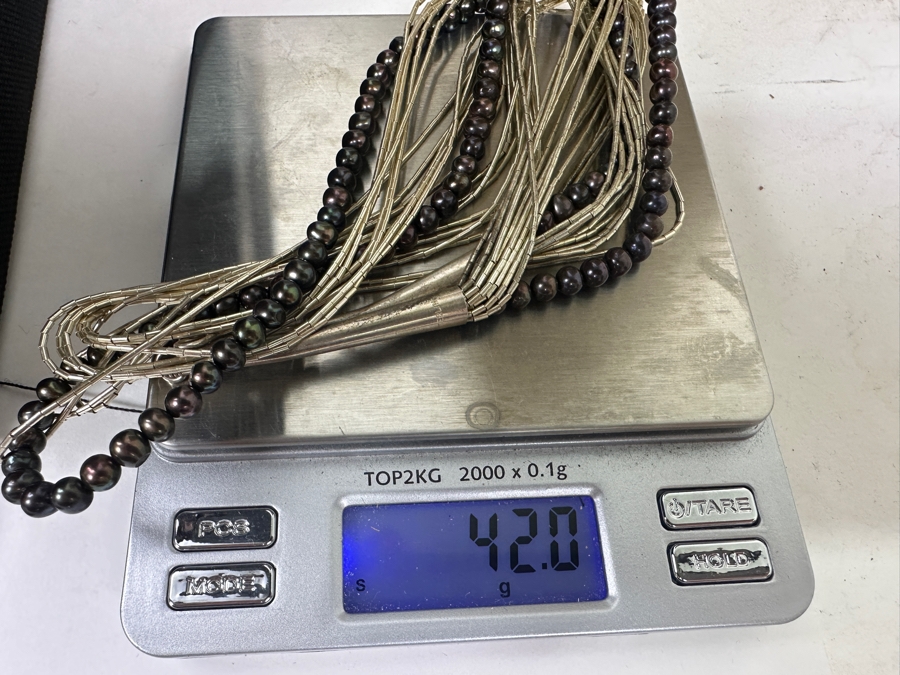 Just Added - Sterling Silver / Pearl 24' Necklace 42.0g [Photo 5]